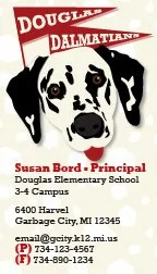 business card for the principal of a school