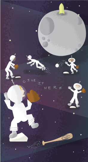 kids in space suits playing baseball in space