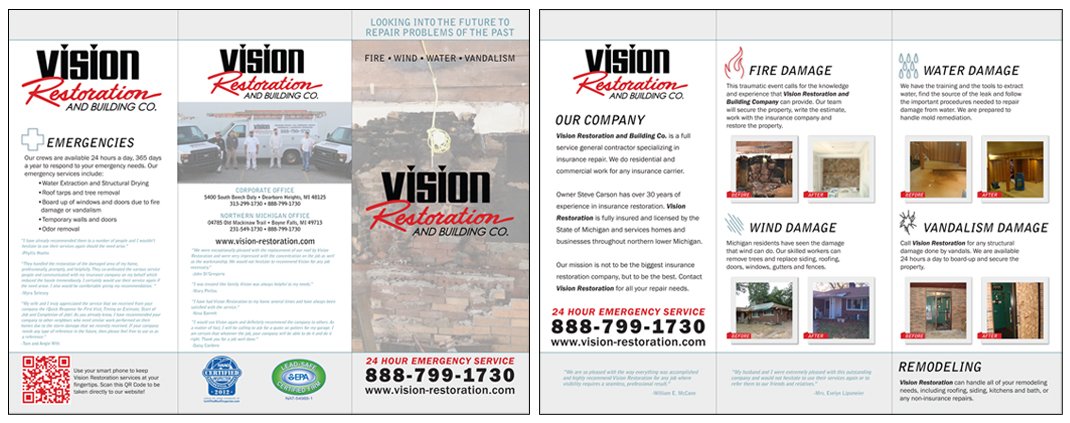 brochure for a restoration construction company