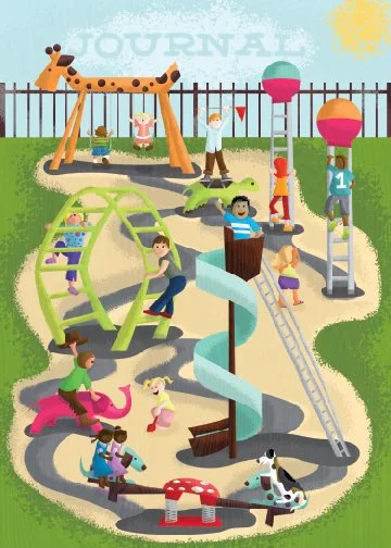 journal cover design for kids featuring a playground
