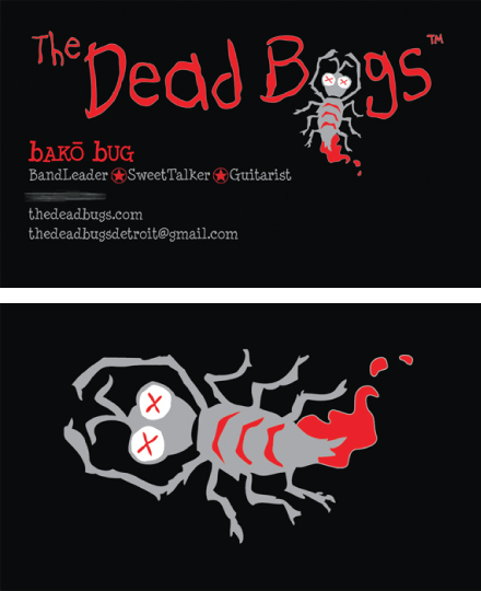 business cards for The Dead Bugs band
