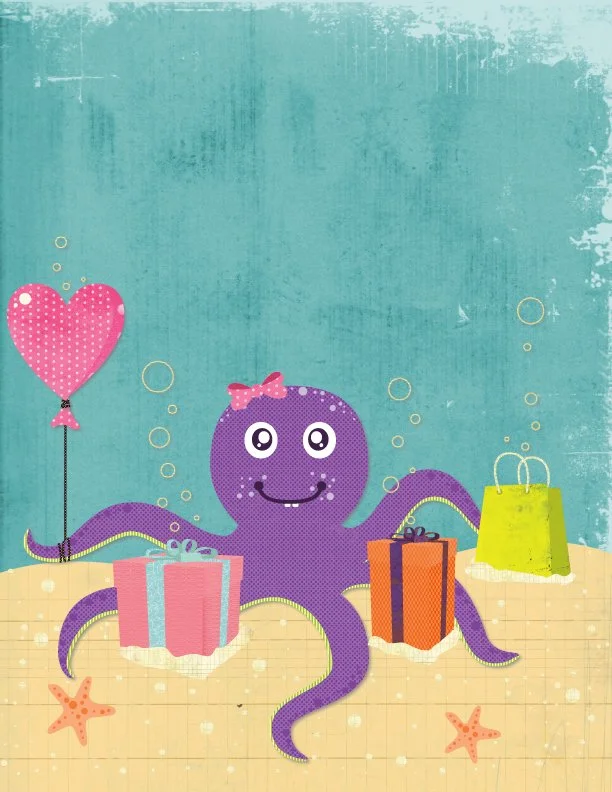 little girl octopus celebrating her birthday