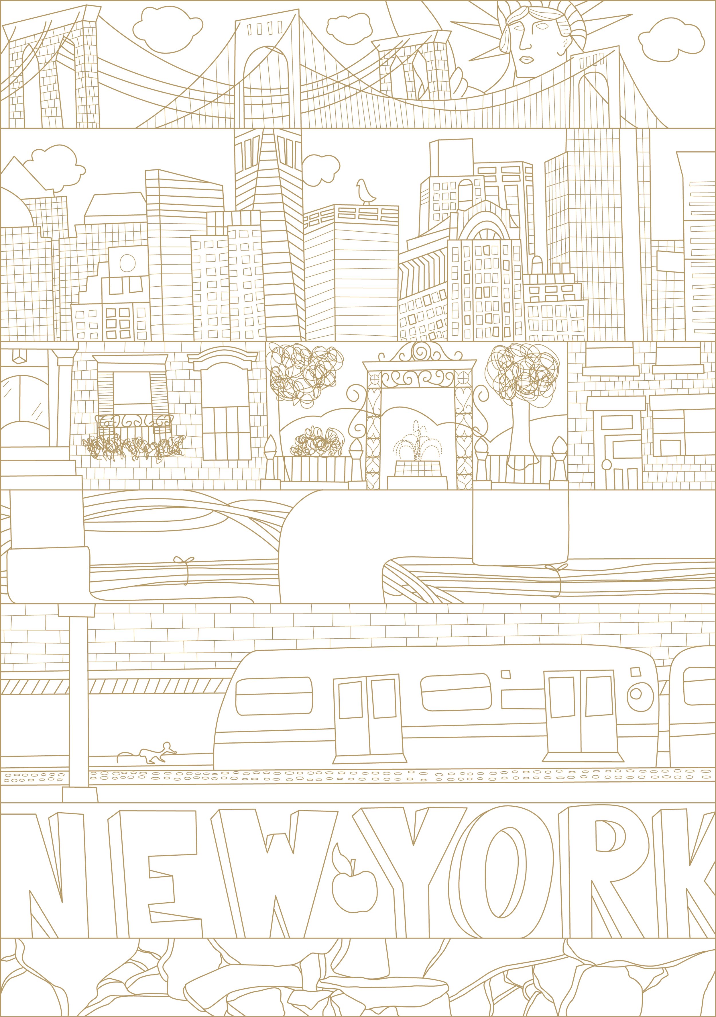 line drawing of what I imagine the lower levels of New York might look like