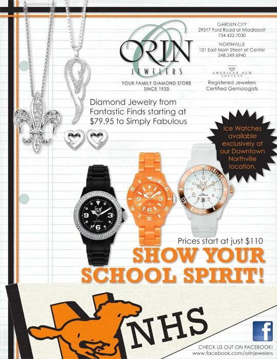 jewelry store advertisement for high school pride watches