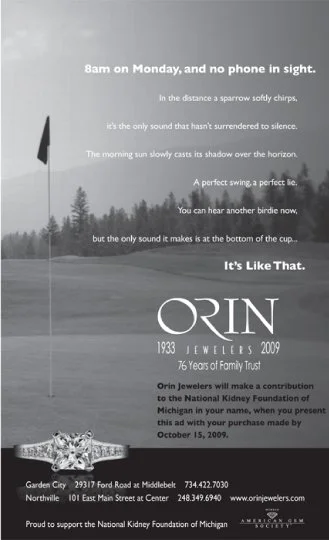 jewelry store advertisement with golf theme