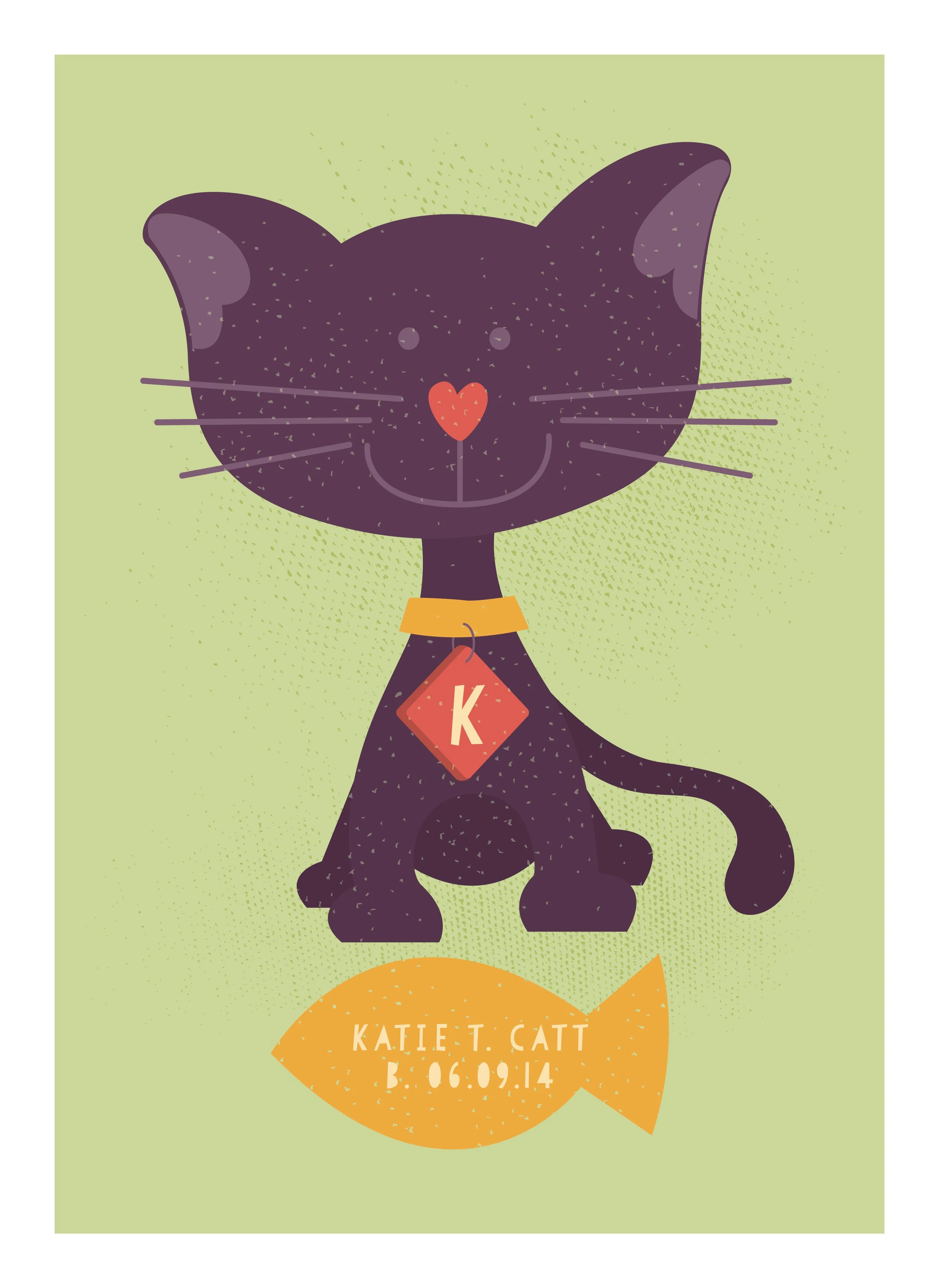 customizable feline kids art print