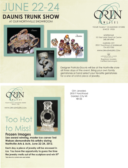 jewelry store postcard for a Daunis trunk show
