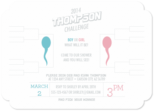 baby shower invite featuring a sports bracket theme