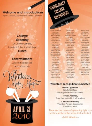 community college volunteer celebration event bookmark