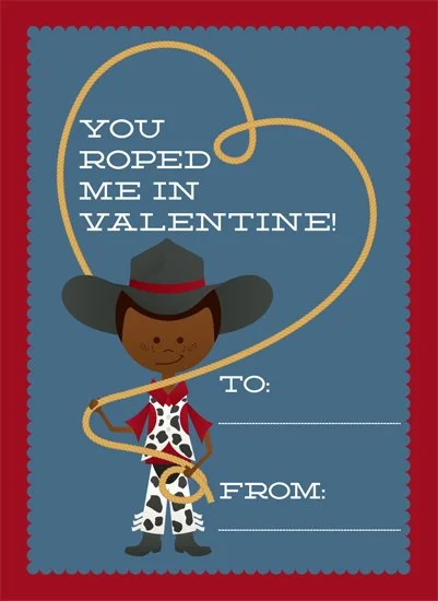 cowboy themed kids valentines day card