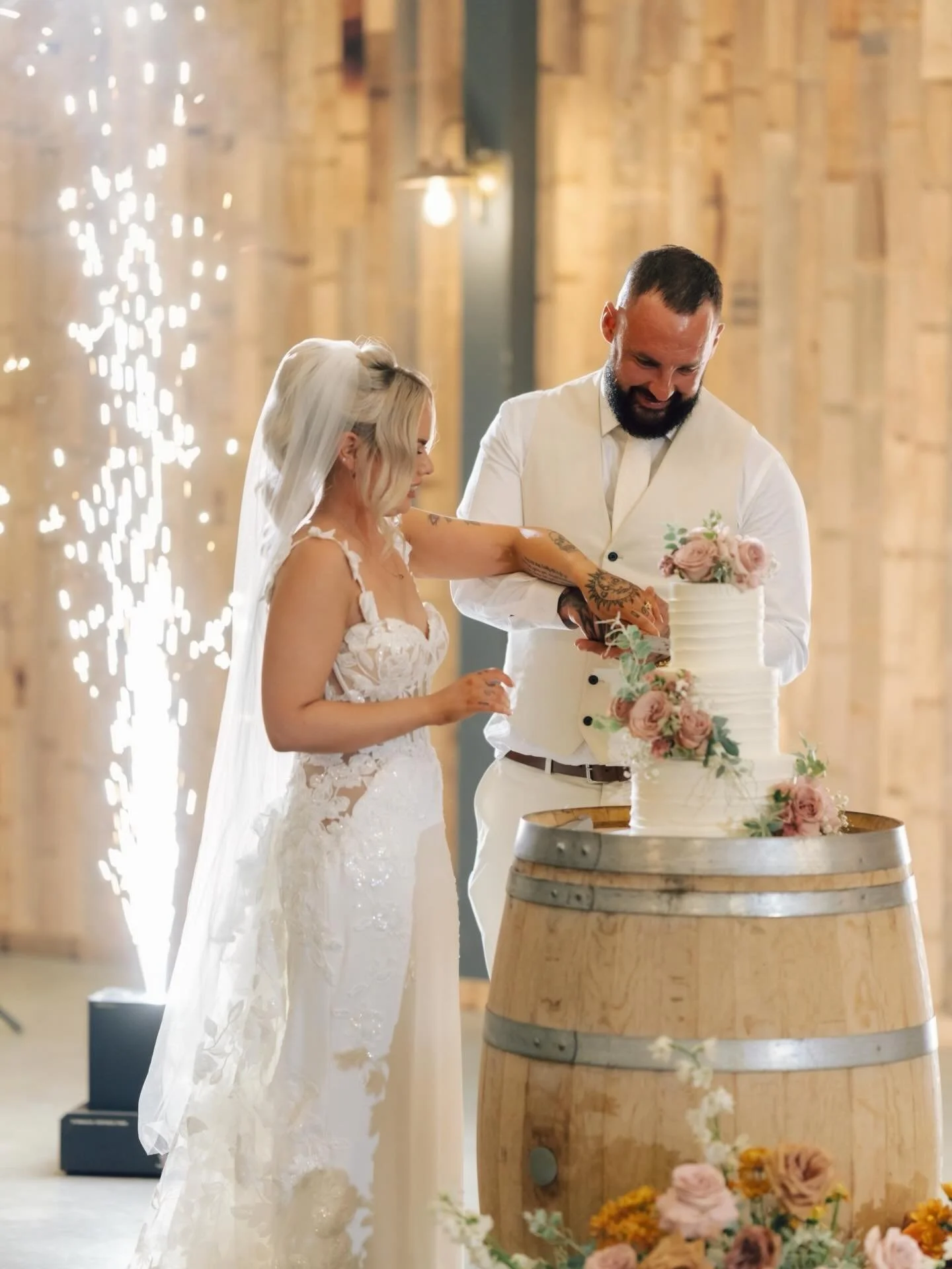 3 &mdash; Tier blushing Wedding Cake for the blushing beautiful couple, Luke &amp; Jaymie! ♡