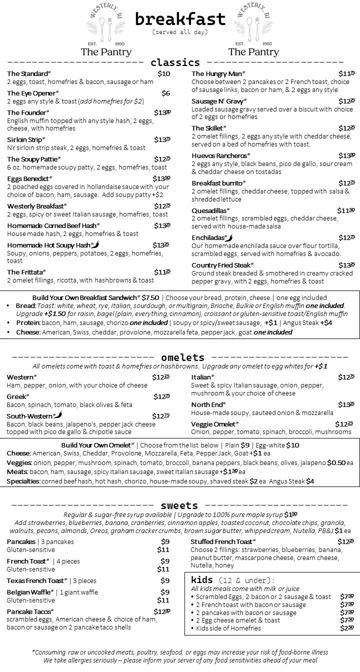 Menu — The Pantry