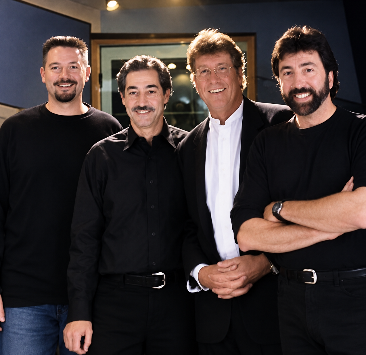 Gold & Platinum Music Producer John McCracken with Michael Crawford, John Vanore & Richard King in Windmill Lane Studio, Dublin.