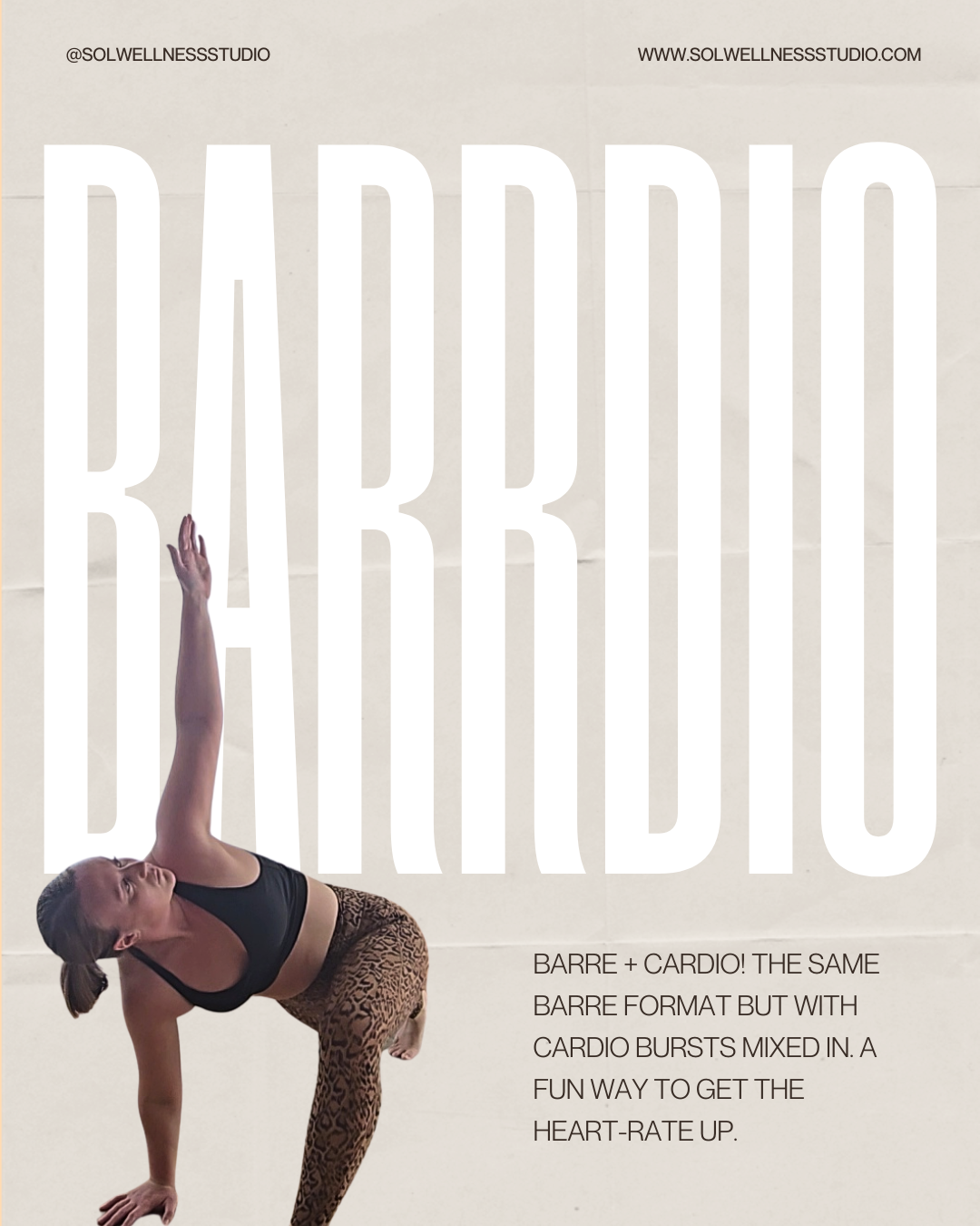 Barre-cardio is similar to barre but with cardio bursts mixed in.