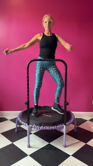Bouncing on a trampoline.