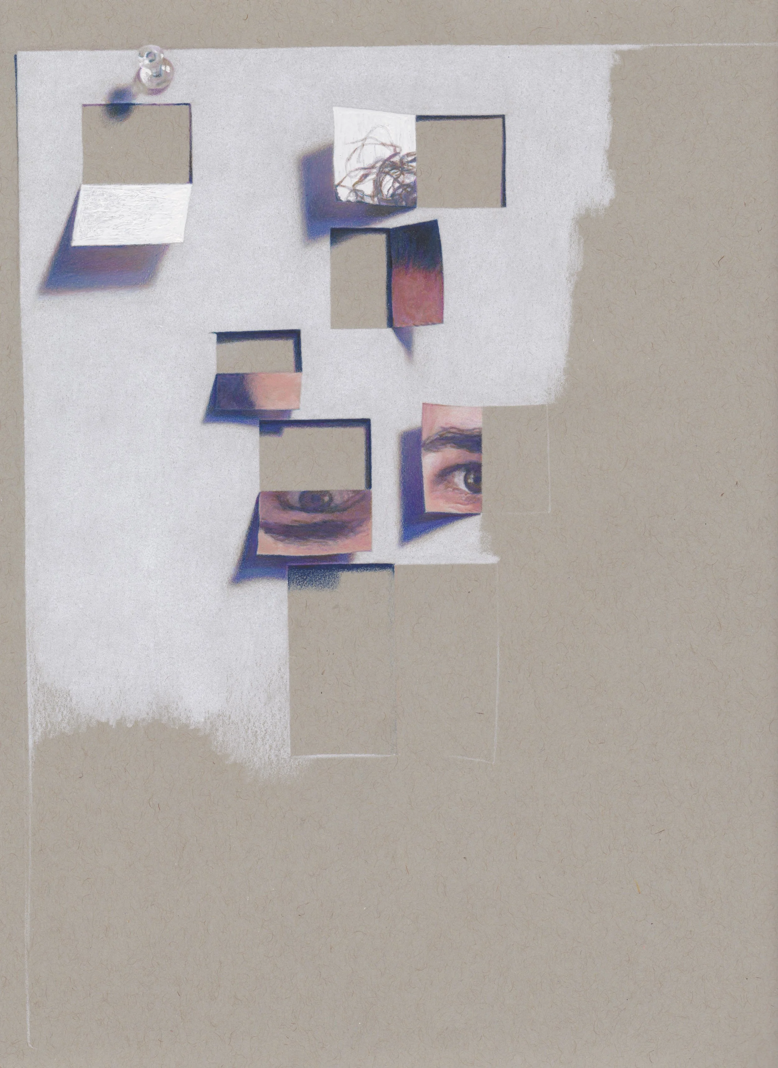   Facing Back (Day 7)   
Colored Pencil on Gray Paper • 2020 • 9” x 12”