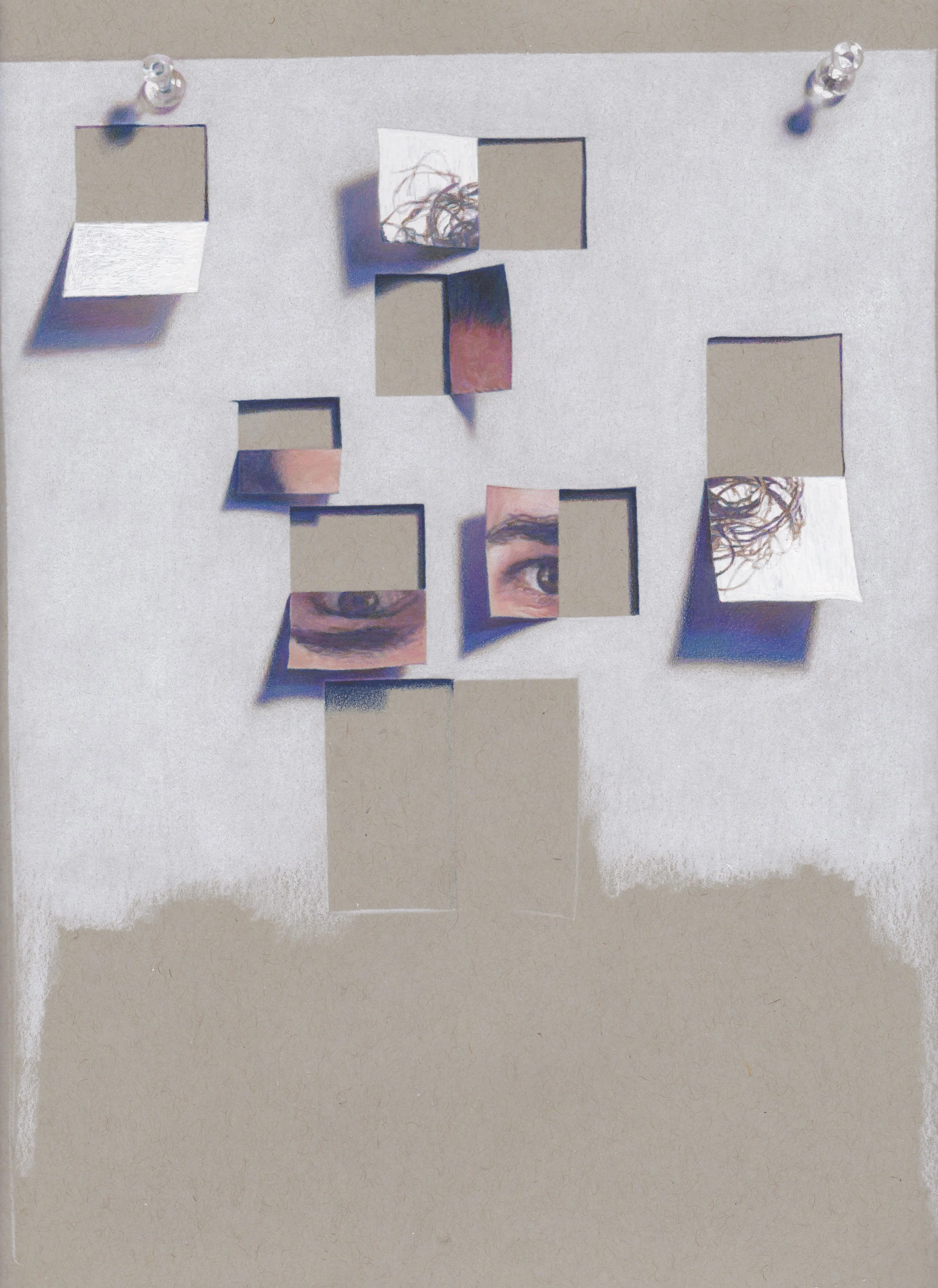   Facing Back (Day 9)   
Colored Pencil on Gray Paper • 2020 • 9” x 12”