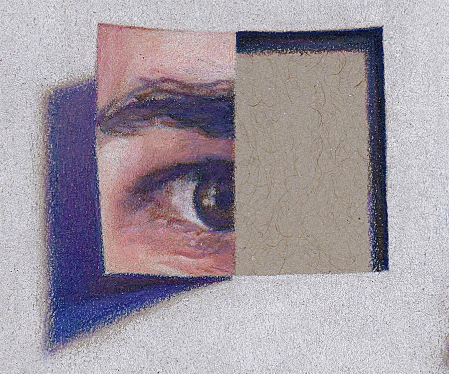   Facing Back (detail)   
Colored Pencil on Gray Paper • 2020 • 9” x 12”