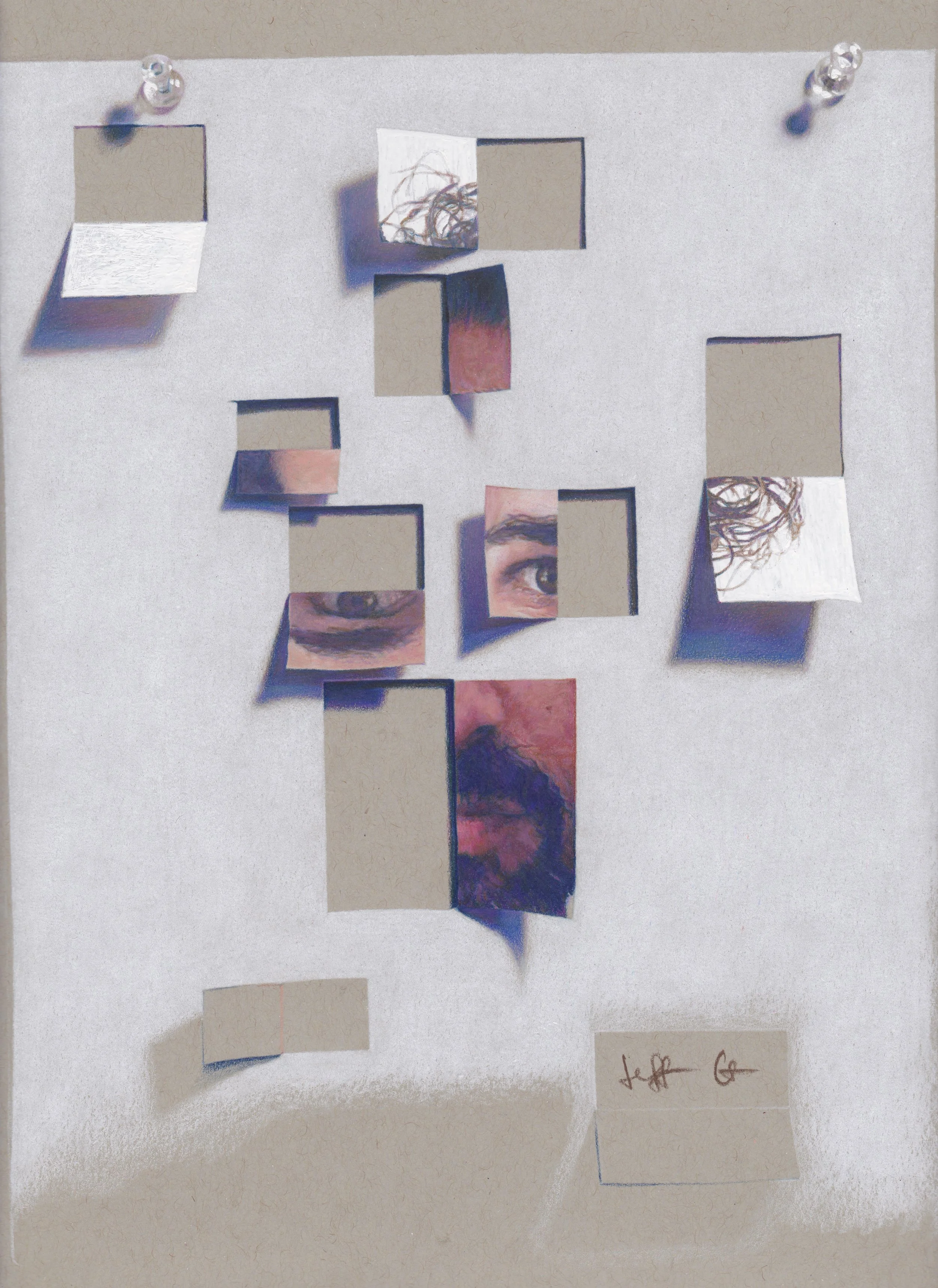   Facing Back (Day 11)   
Colored Pencil on Gray Paper • 2020 • 9” x 12”