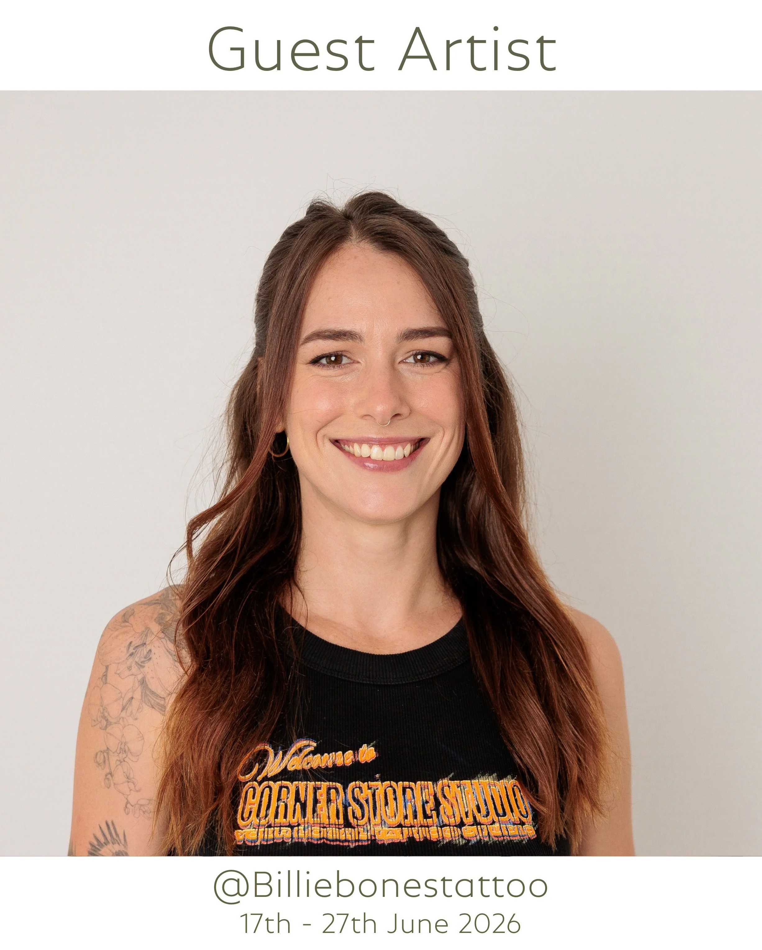 are pleased to announce @Billiebonestattoo is coming back to visit and work with us in June 2026.

Billie specialises in Small Scale Realism, Ornamental,Stylised botanical and Illustrative tattooing. With a love for magical and whimsical themes along