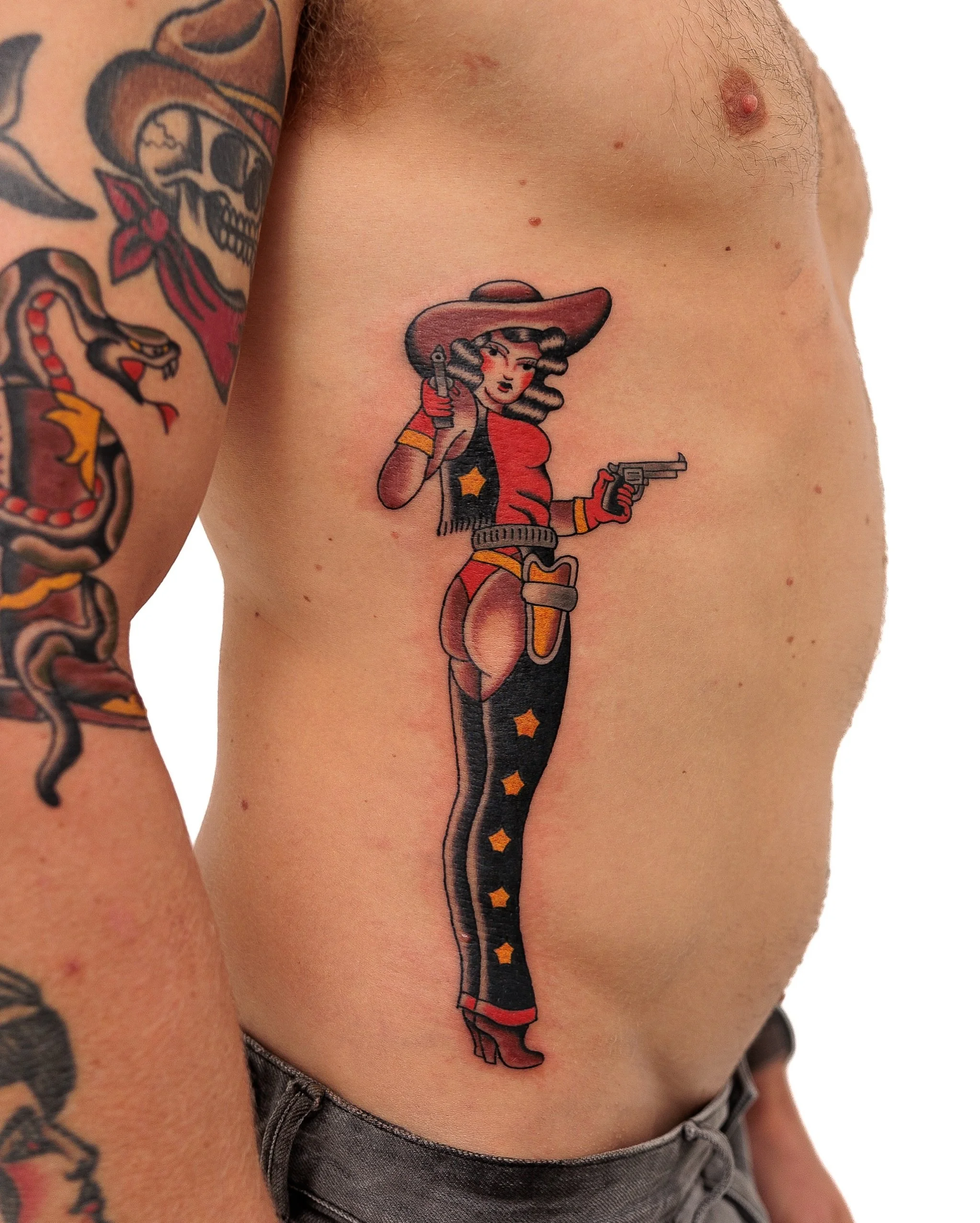 Cowgirl

By Guest Artist @rizzo_tattoos for Harrison.

It was a pleasure having @rizzo_tattoos back with us! Stay tuned for the next time he comes to visit.