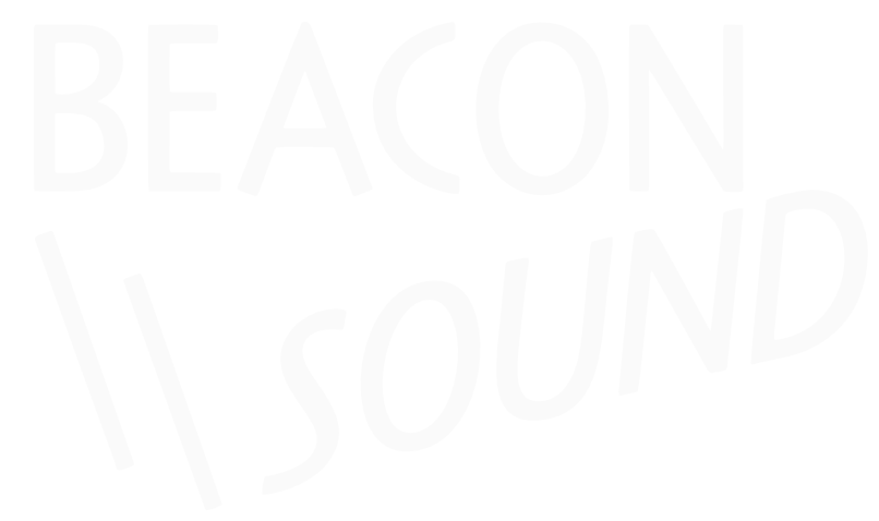 Stylized black and white text that reads 'BEACON SOUND' with a diagonal slash between the words.
