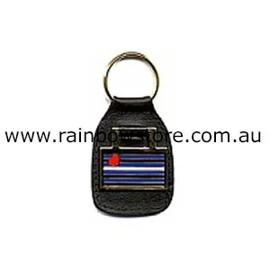 Leather Flag Enamel Emblum On Leather Key Chain