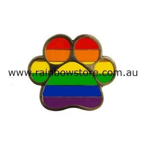 Rainbow Dog Paw Medium Lapel Badge Pin