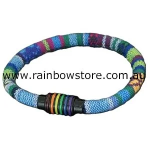 Handmade Blue Woven Bohemian Bracelet Magnetic Closure