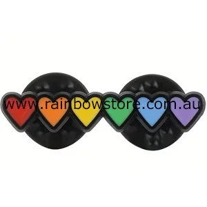 rainbow hearts lapel badge pin