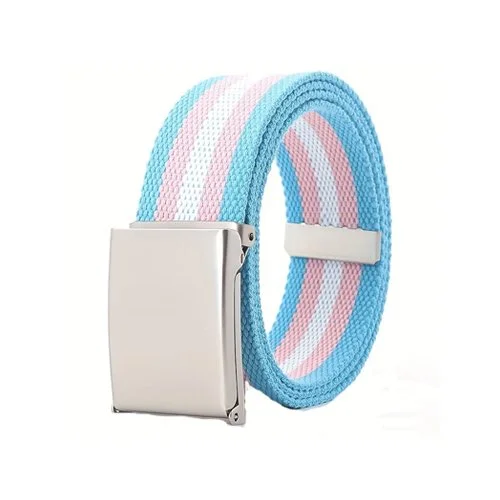 Transgender Belt Nylon Silver Tone Buckle Trans Pride