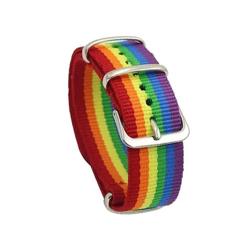 Rainbow Stripe Nylon Adjustable Wrist Band Pride Bracelet