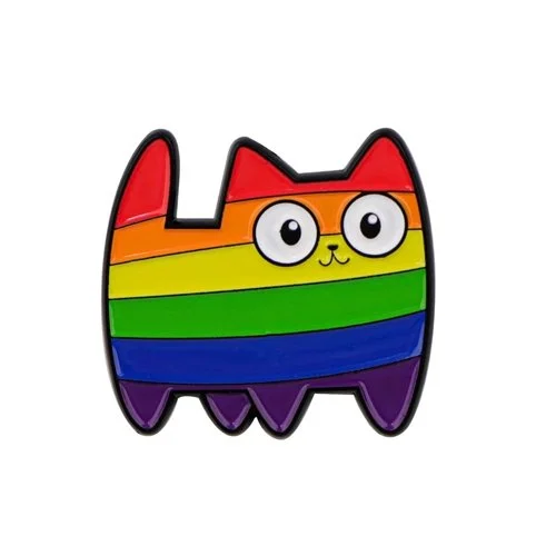 Rainbow Cat Metal Lapel Pin Lesbian Gay Pride