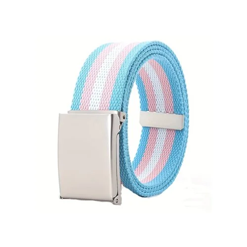 Transgender Belt Nylon Silver Tone Buckle Trans Pride