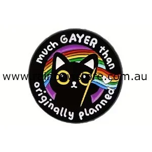 Much Gayer Than Originally Planned Metal Button Gay Lesbian