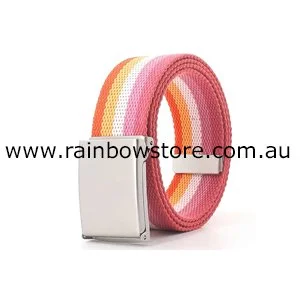 Lesbian Belt Sunset Pride Canvas With Strong Metal Buckle