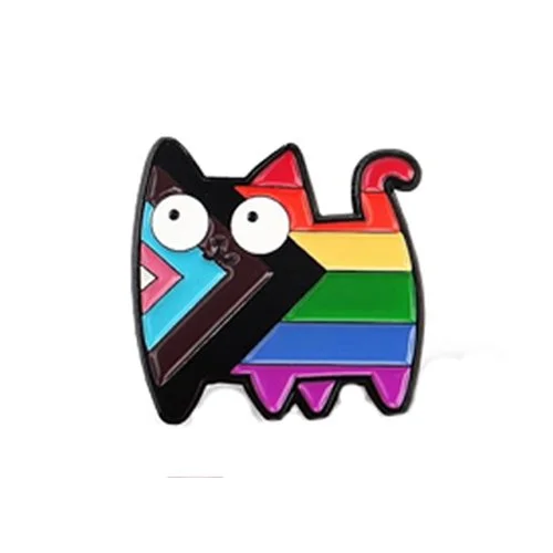 Progress Pride Cat Metal Enamel Lapel Pin Gay Pride