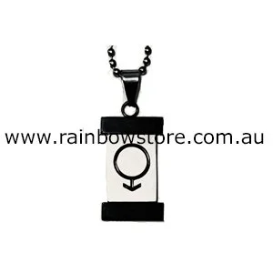 Black Titanium and Stainless Steel Male Gay Pride Necklace