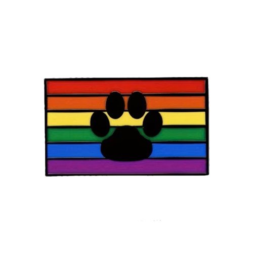 Black Paw Print On A Rainbow Flag Metal Pride Lapel Pin