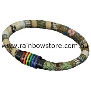 Handmade Khaki Woven Bohemian Bracelet Magnetic Closure