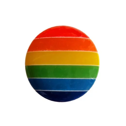 Rainbow Button Stripes Round Resin Gay Lesbian Pride