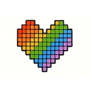 Rainbow Heart Pixelated Metal Lapel Pin Lesbian Gay Pride
