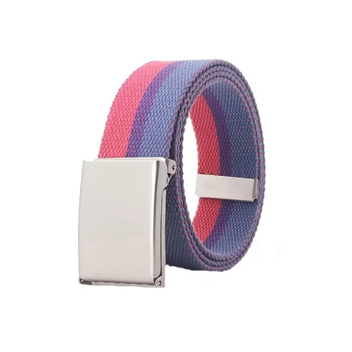 Bisexual Belt Nylon Military Style Silver Tone Buckle