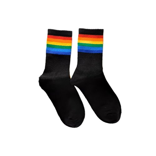 Rainbow Sox Medium Stripe Unisex Black Socks Gay Pride