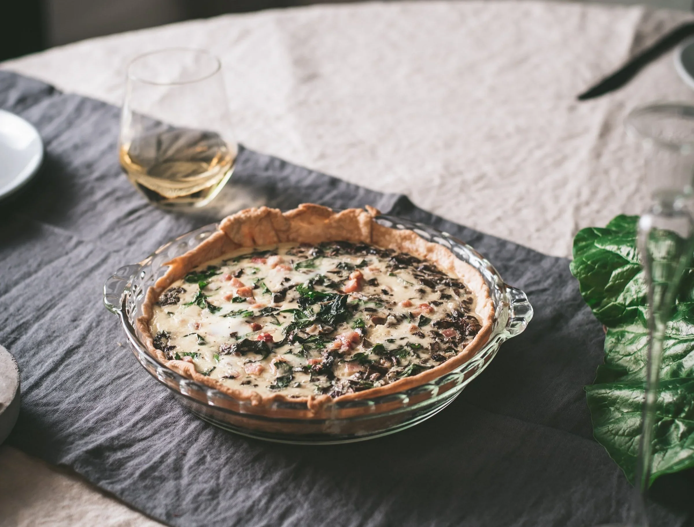 Duck egg and Chard Quiche