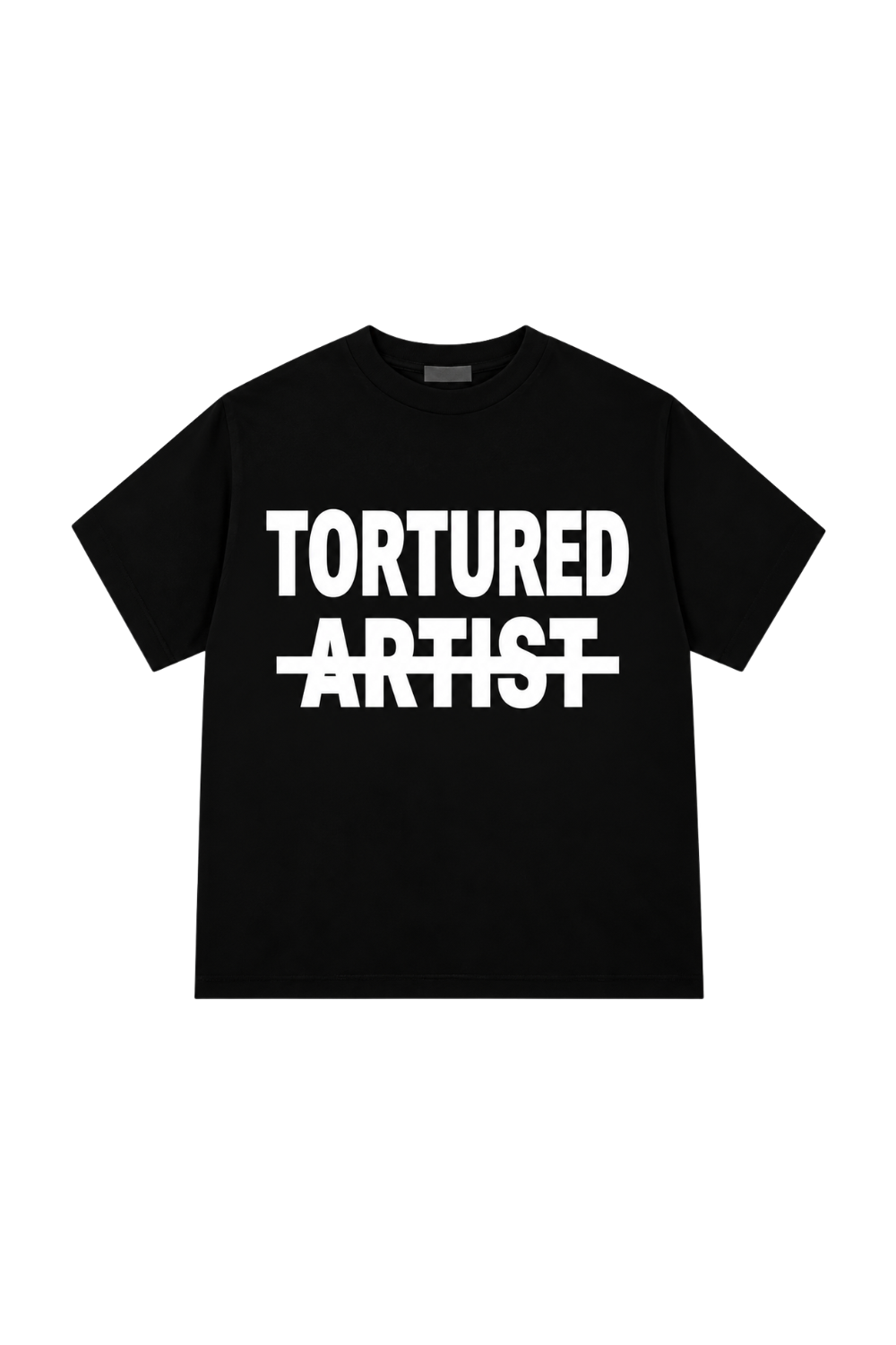 Luxury streetwear black T-shirt with bold white graphic logo print