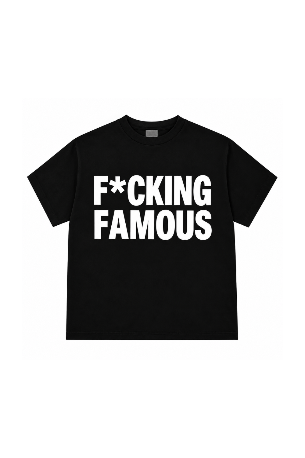 Luxury streetwear black T-shirt with bold white graphic logo print