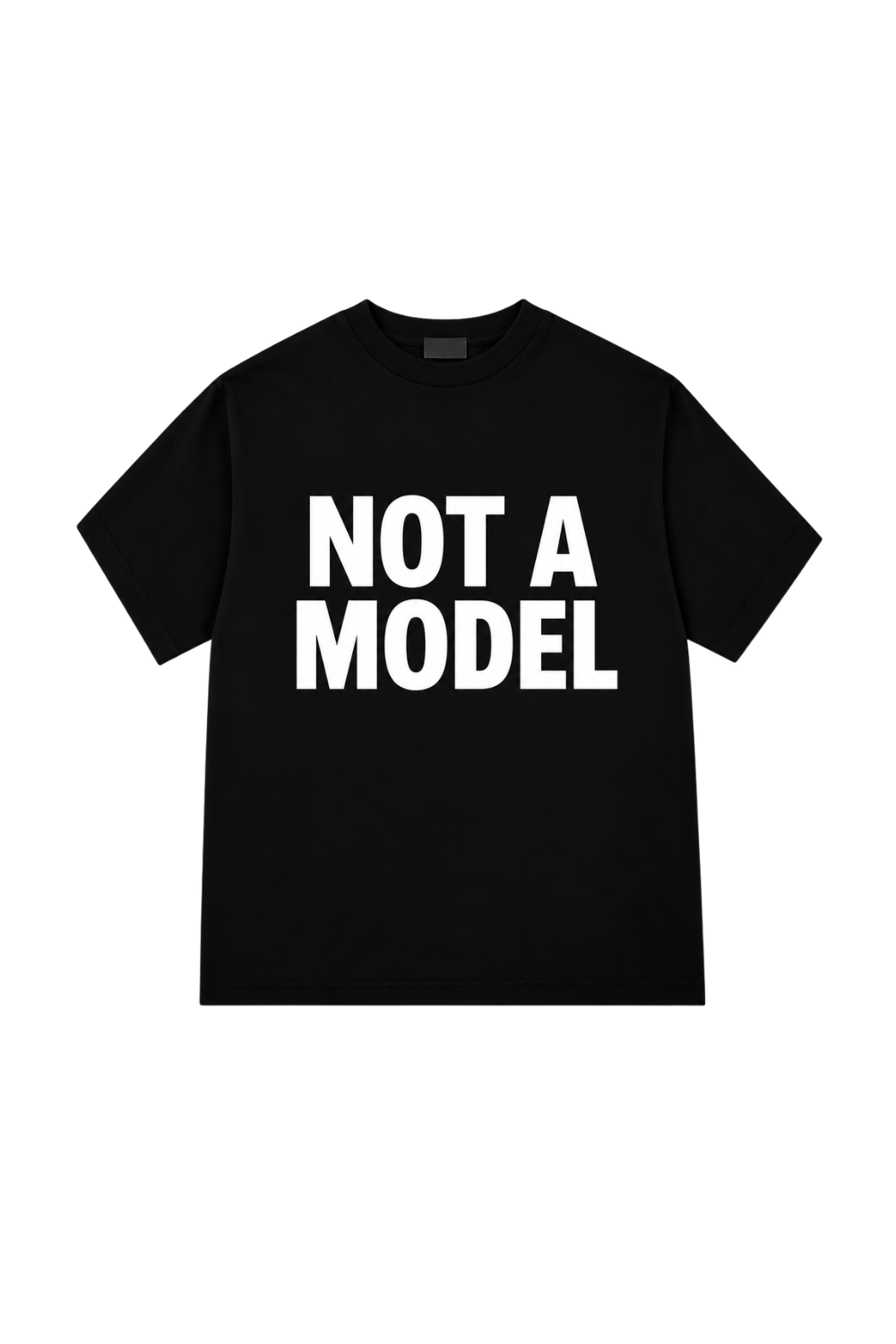 Luxury streetwear black T-shirt with bold white graphic logo print
