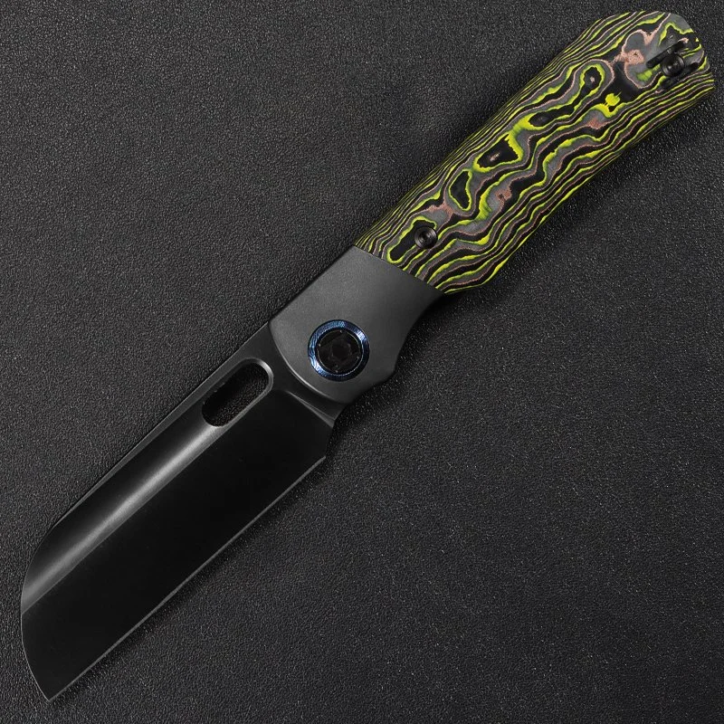 Bolster Sheepfoot Excalibur--Bright Yellow & Copper Foil Carbon with Satin DLC Blade, Delivered in Feb 2027