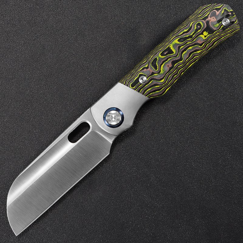 Bolster Sheepfoot Excalibur--Bright Yellow & Copper Foil Carbon with Satin Blade, Delivered in Feb 2027